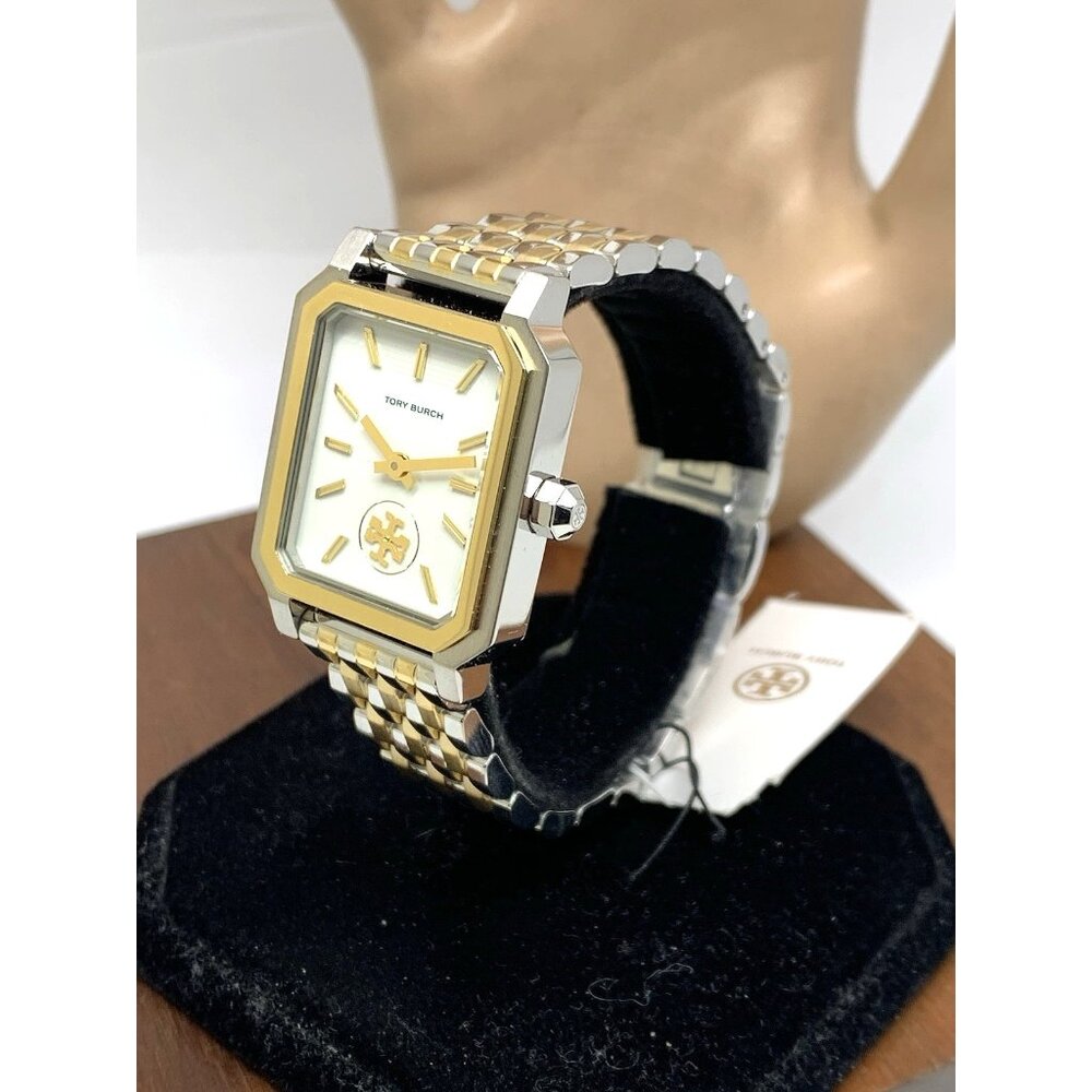 Tory Burch Women's Watch TBW1501 Cream Dial Gold Quartz Tank Two Tone Steel - Picture 2 of 14